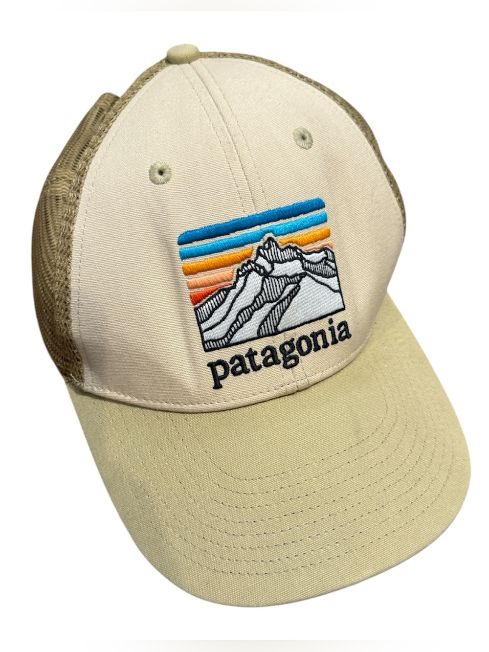 Patagonia Cream and Olive Trucker Hat
